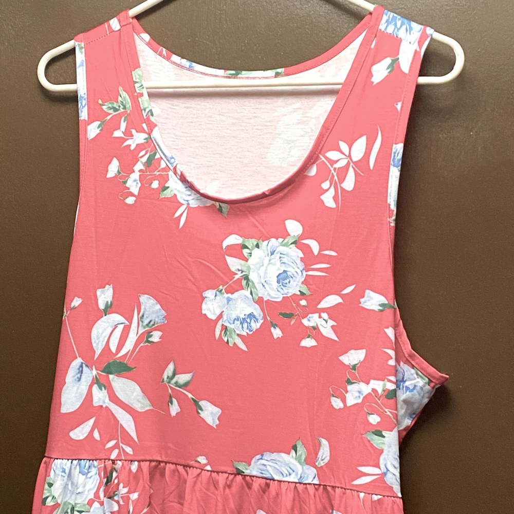 NWOT-Light pink with light blue flowers maxi dress